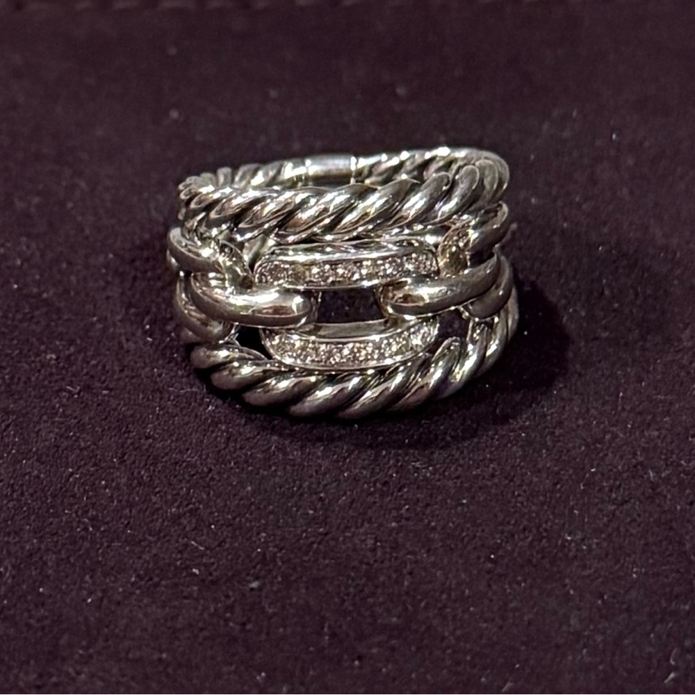 NEW - David Yurman Wellesley Three Row
Ring with Diamonds - size 6